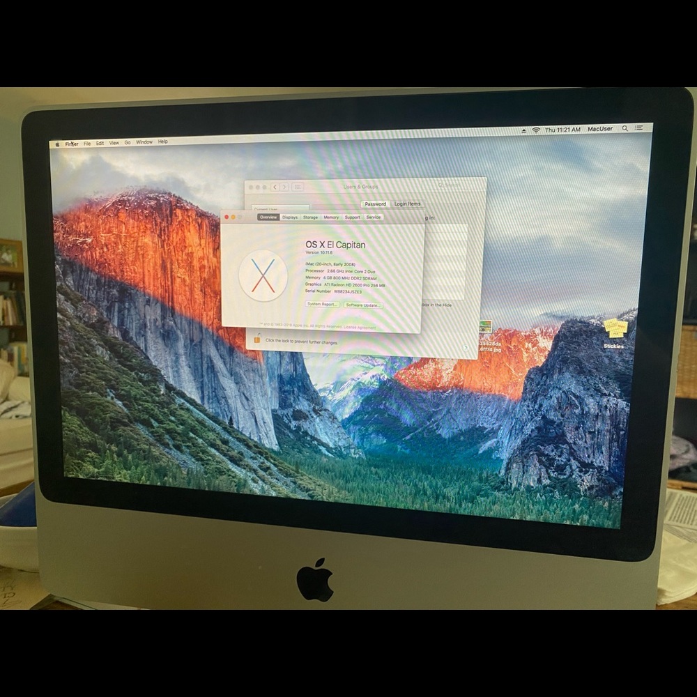 2008 iMac, 1 TB memory!! OS X El Capitan.
